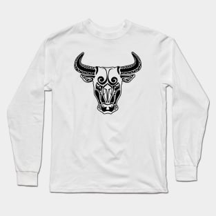 Bull Face Artistic Design Long Sleeve T-Shirt